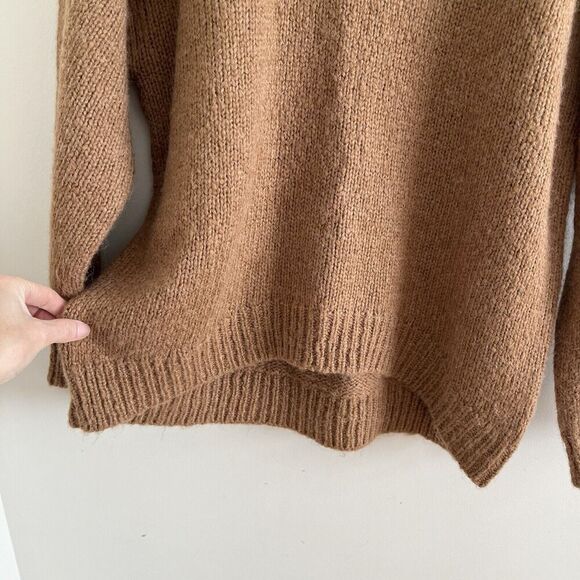 J Crew Pullover Sweater M Brown Wool Alpaca Oversized Chunky cabincore - Picture 11 of 14